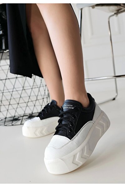 Skygo Emwa Black Leather Lace-Up Sneakers