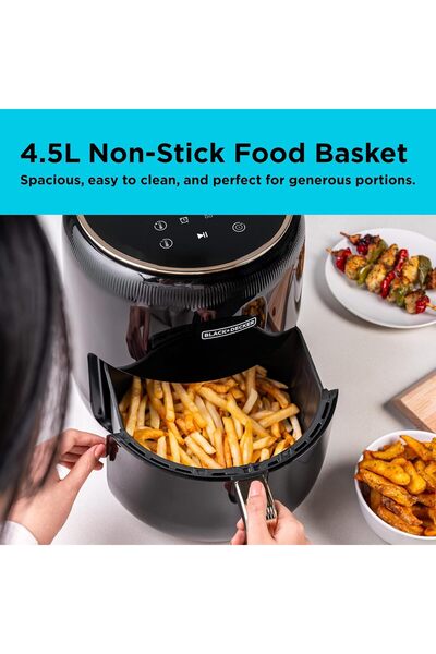 Black&Decker 8-in-1 Digital Air Fryer, 4.5L Non-Stick Basket, 1500W
