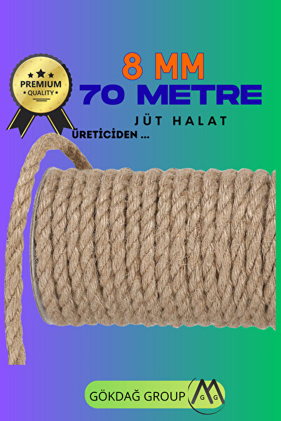 GÖKDAĞ GROUP 8 MM 70 Metre Jüt Halat Dekoratif Hasır İp Urgan Maket