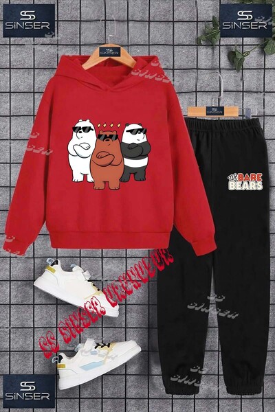SS SİNSER Children's Unisex Special Printed Hooded Tracksuit Set with a Hood ...