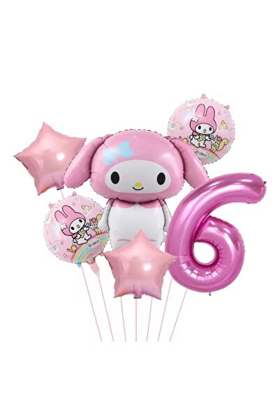 MFM مجموعة بالونات فويل بتصميم كورومي لعمر 6 سنوات، 6 قطع باللون الوردي