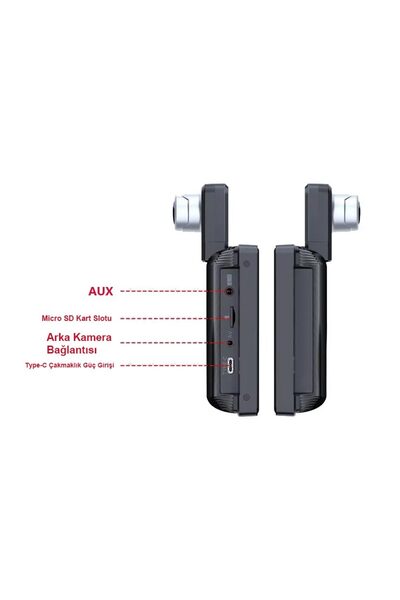 Apera Ga83 10 İnç 4K DVR Araç İçi Elle Dönen Kamera ve Geri Görüş Carplay Android Auto FM Radyo