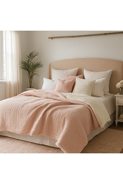 Tasarım Hb&Victory Muslin Powder Pink Color 6 Layer Quilt Double Size 240X220 Cm.