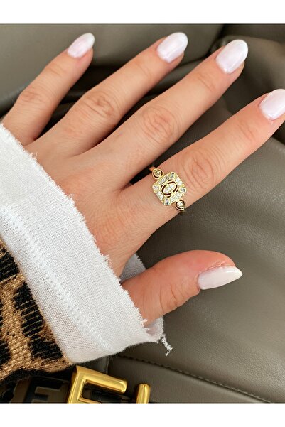 Pinery Jewels Kare Baget Zirkon Taşlı Alttan Ayarlamalı Kadın Yüzük