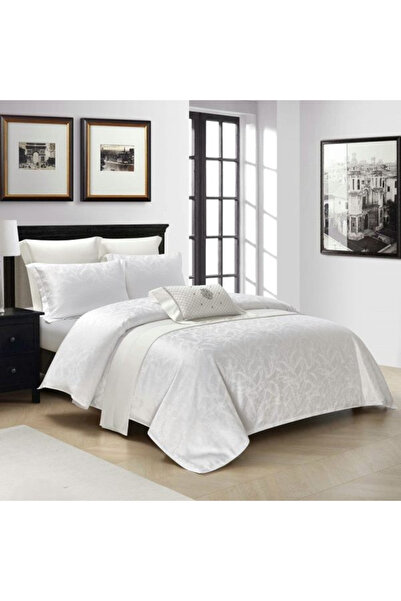 FIONNA.RO Premium Satin Bed Linen With Elastic Pattern - White