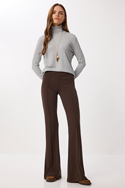 Lovelyİstanbul İspanyol Paça Esnek Modal Tayt LUB0243 KAHVERENGİ