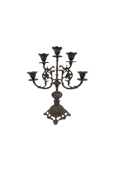 Bosphorus Heritage Gotik Tarz Antik Görünümlü Pirinç 5 Kollu Şamdan – 30 cm