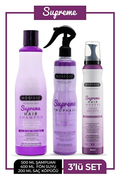 Morfose Supreme 3 lü saç bakım seti şampuan&fön suyu&köpük