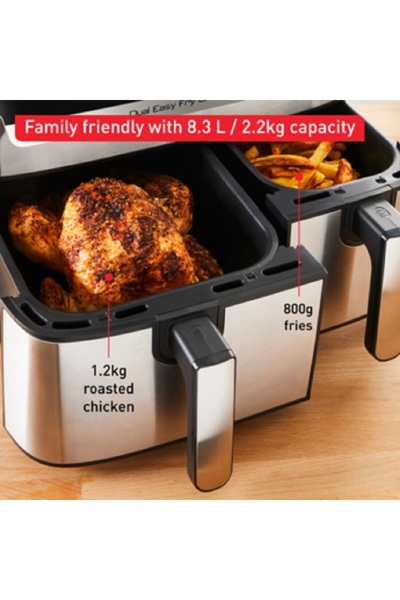TEFAL Dual Easy Fry & Grill Air Fryer 8.3 L Stainless Steel