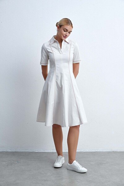 Livia فستان نسائي سادة بطول الركبة