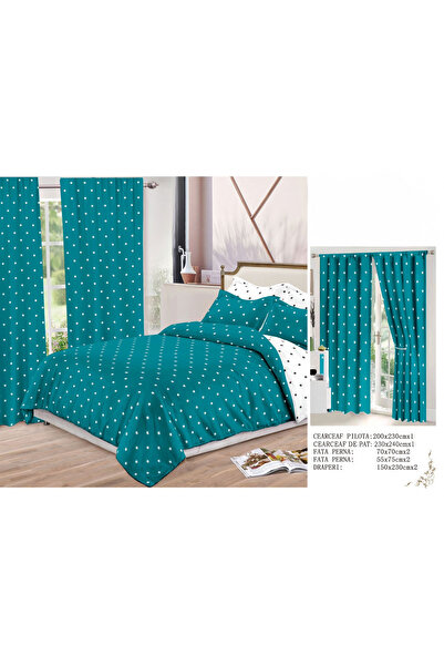 FIONNA.RO Fine Cotton Linen And Curtain Set - Starry Turquoise