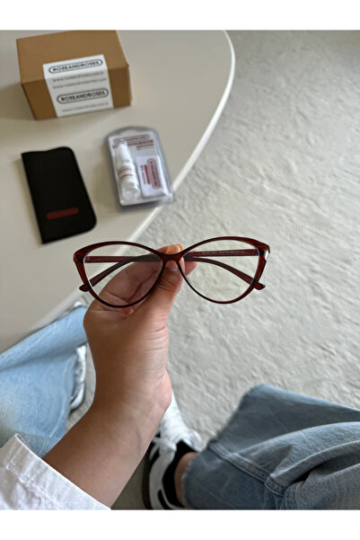 RoseandRoses Carina Cat Eye Blue Light Protection Glasses Brown