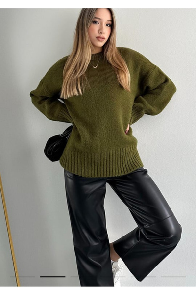 jöns since 1997 Women's Crew Neck Solid Color Oversize Sweater