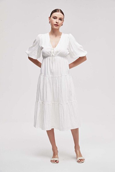 Livia Women's Solid V-Neck Midi Dress