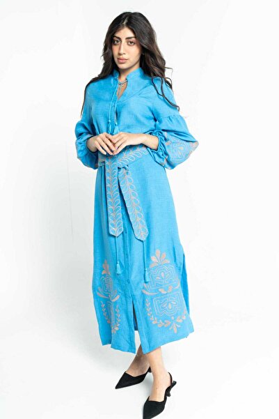DALYDRESS فستان نسائي طويل مزهر بحزام خصر