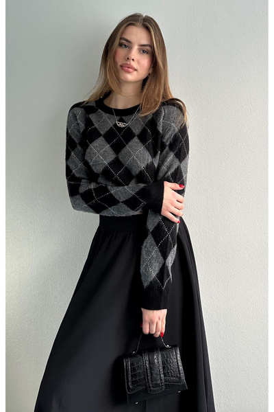 jöns since 1997 Kadın Baklava Desen Bisiklet Yaka Kazak