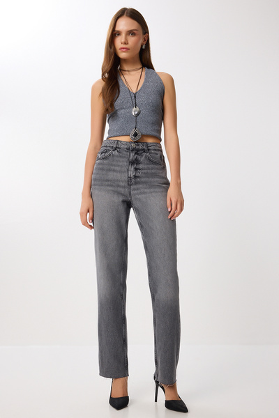 Lovelyİstanbul Straight High Waist Jeans Lut0024 Anthracite