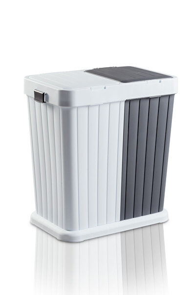 Store 2'li Twins Kirli Çamaşır Sepeti Antrasit & Beyaz - Bas Aç Kapaklı