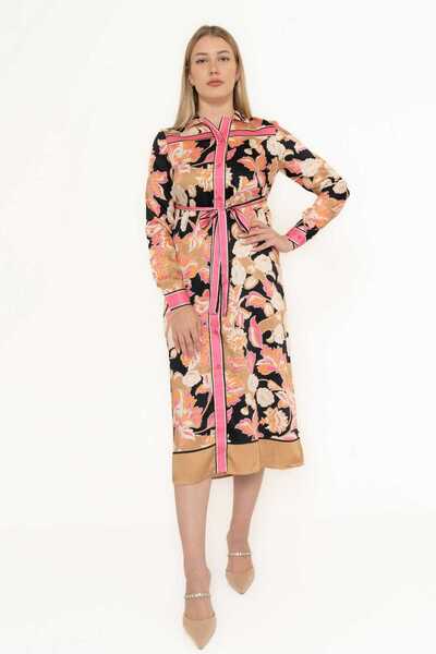 Yola Women's Floral Midi Dress with Long Sleeves