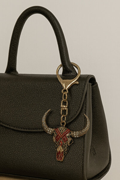 MD Moda Accessories Ethnic Patterned Horned Bull Head Keychain