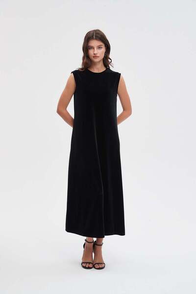 Livia فستان ميدي سادة بدون أكمام للنساء