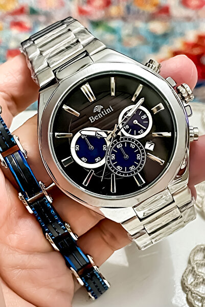 Bentini YENİ SEZON GÜMÜŞ RENK ÇELİK KORDON ERKEK KOL SAATİ BABALAR GÜNÜ HEDİYESİ SEVGİLİLER GÜNÜ