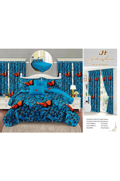 FIONNA.RO Fine Cotton Linen And Curtain Set - Butterfly Dance