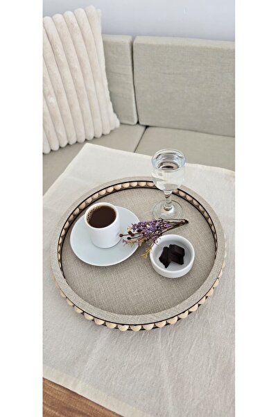 MUJA DEC El Yapımı Doğal Ahşap Boncuklu – 25 cm Makyaj-Banyo Düzenleyici-Sunu...