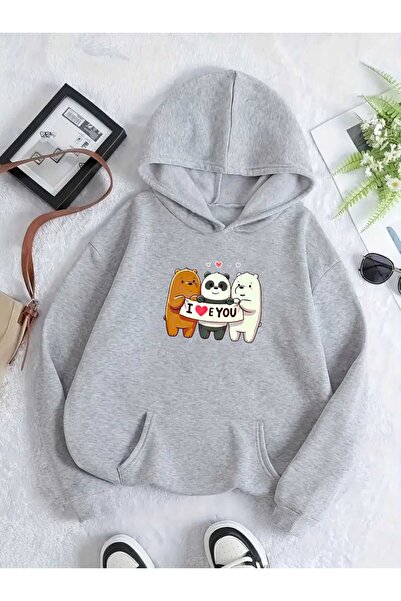 tkn your style سترة بقلنسوة كبيرة الحجم بتصميم عصري مطبوع عليها دببة لطيفة عل...