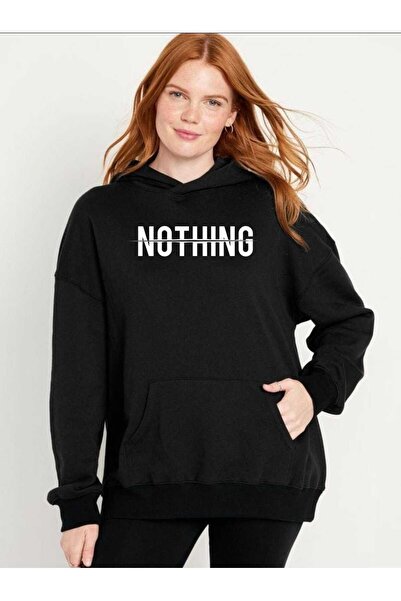 tkn your style Φούτερ με κουκούλα Unisex NOTHING με σχέδιο εκτύπωσης Trend Ov...