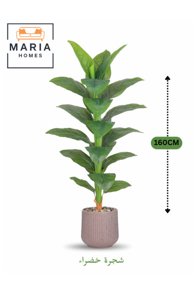 MARIA HOMES شجرة اصطناعية كبيرة خضراء الأوراق 160 سم - نبات داخلي مزخرف مع وع...