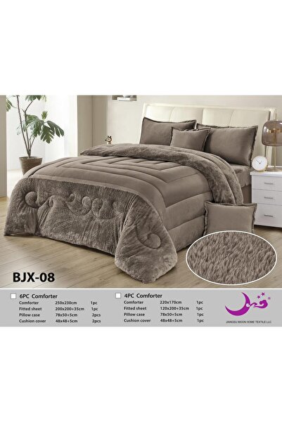 Moon طقم لحاف الشتاء 6قطع مخمل على فروناعم- نفرين
