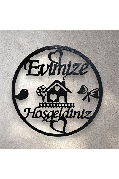 MK butik Modern Stylish Design'Welcome to Our Home' Black Door Decoration Mdf