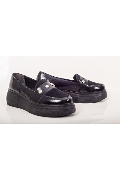 Condur by Paula Pantofi dama casual piele naturala negru stil balerin cu tinte
