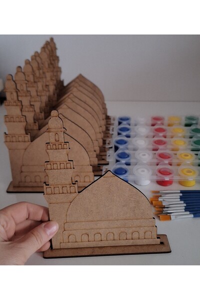 Ebrulisler 10 Adet Mescidi Nebevi 5 Boya 10 Fırça Ahşap Boyama Dini Aktivite Okul Kurs Etkinlik Seti