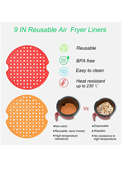 OEM Set of 2 mats for air fryer, diameter 23 cm, silicone, red, orange