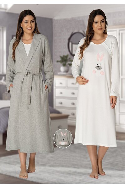 Lohusa Homewear Set de 2 cămăși de noapte pentru maternitate, din bumbac, cu ...