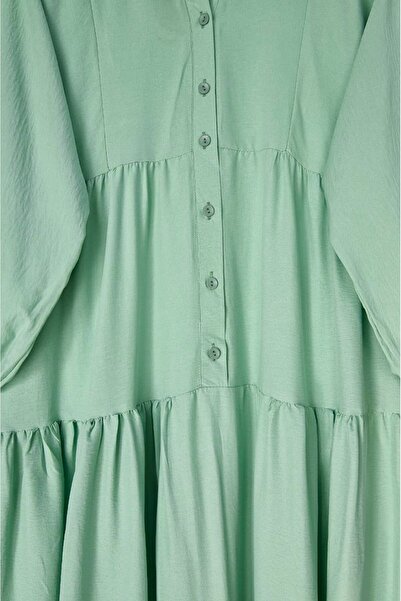 HİJABAYA Φόρεμα από βαμβακερό αιρομπίν με μισό κουμπί με γιακά δικαστή