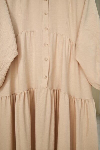 HİJABAYA Φόρεμα από βαμβακερό αιρομπίν με μισό κουμπί με γιακά δικαστή