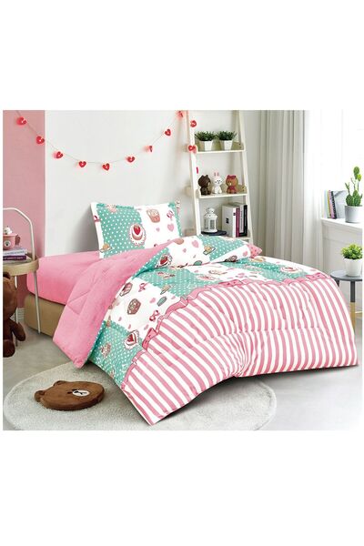 Red Rose 3-piece double-sided velvet fur children's bedspread for warm winter, quilt size 160*210