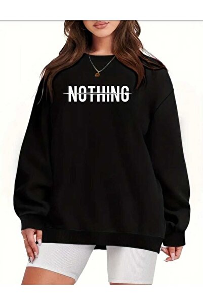 tkn your style Unisex NOTHING Φούτερ με σχέδιο εκτύπωσης Trend Oversize