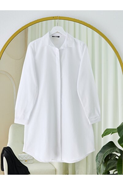 HİJABAYA Gizli Düğmeli Oval Kesim Uzun Gömlek