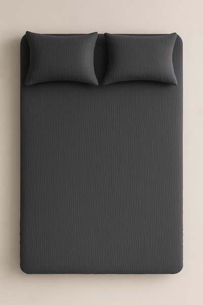 sutra 100% Cotton Muslin Fabric Double Fitted Sheet Set