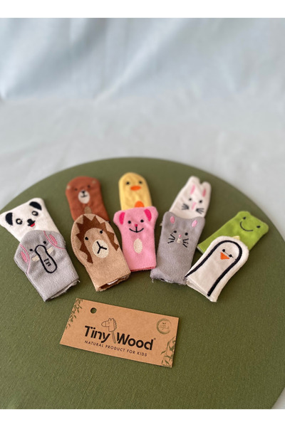 tiny wood Hayvanlar Alemi Parmak Kuklası – 10’lu Set, Eğitici Aile ve Çocuk Oyunları