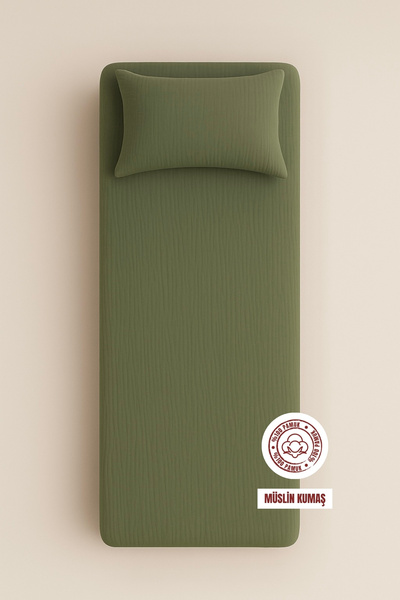 sutra 100% Cotton Muslin Fabric Single Fitted Sheet Set