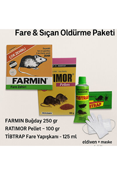 Defonat Ekonomik Fare & Sıçan Öldürme Paketi – Farmin Buğday Yem + Ratimor Pellet + Tibtrap Yapışkan Tuzak