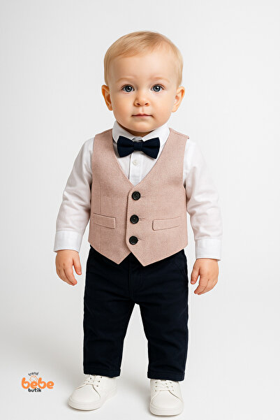 Trend Bebe Butik Σετ ρούχων για αγοράκι 4 τεμαχίων με παπιγιόν, γιλέκο, πουκά...