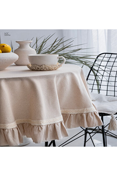 NDC HOME Beige Special Series Ruffled Tablecloth