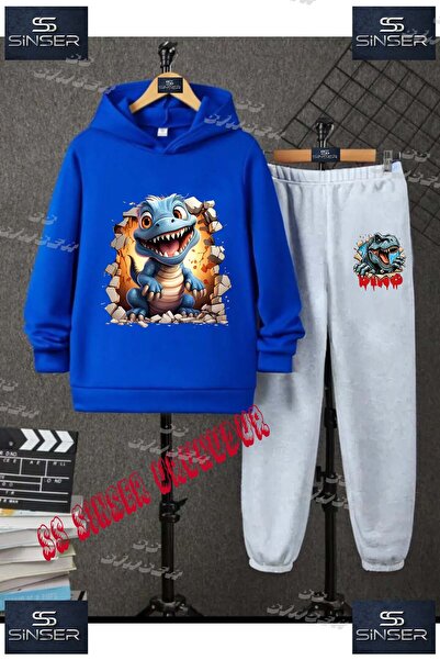 SS SİNSER Παιδικό Unisex Σετ Φόρμας με Κουκούλα "DINAZOR BLUE MAGARADAN CIKAN...