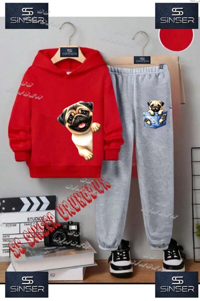 SS SİNSER طقم بدلة رياضية للأطفال من الجنسين مطبوع عليها عبارة 'كلب بوج ياندا...